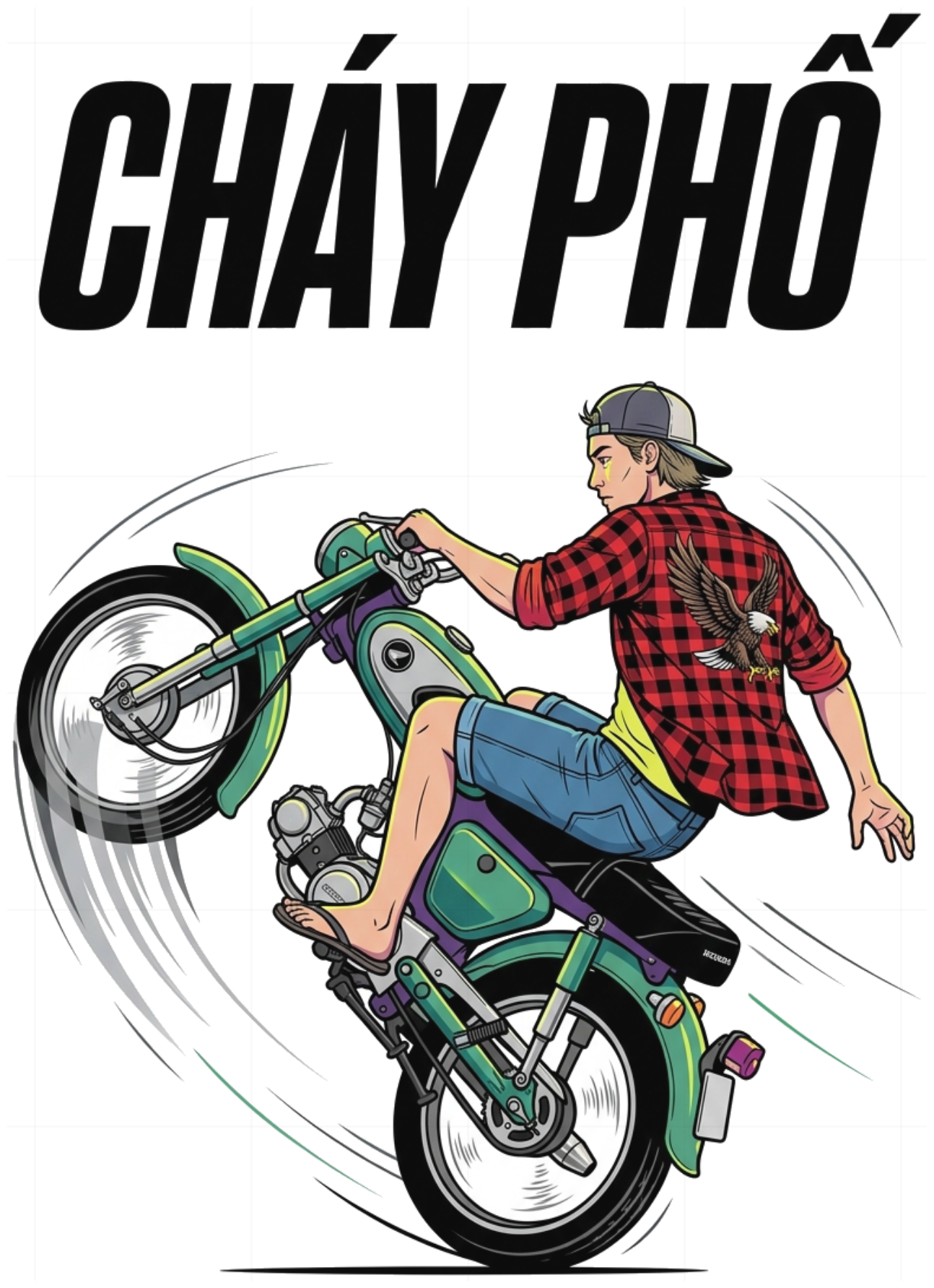 Áo Phông Graphic Cháy Phố Xe 67 Bốc Đầu Độc Đáo Unisex Form Rộng Cotton Streetwear - 200826-15-07-EJP