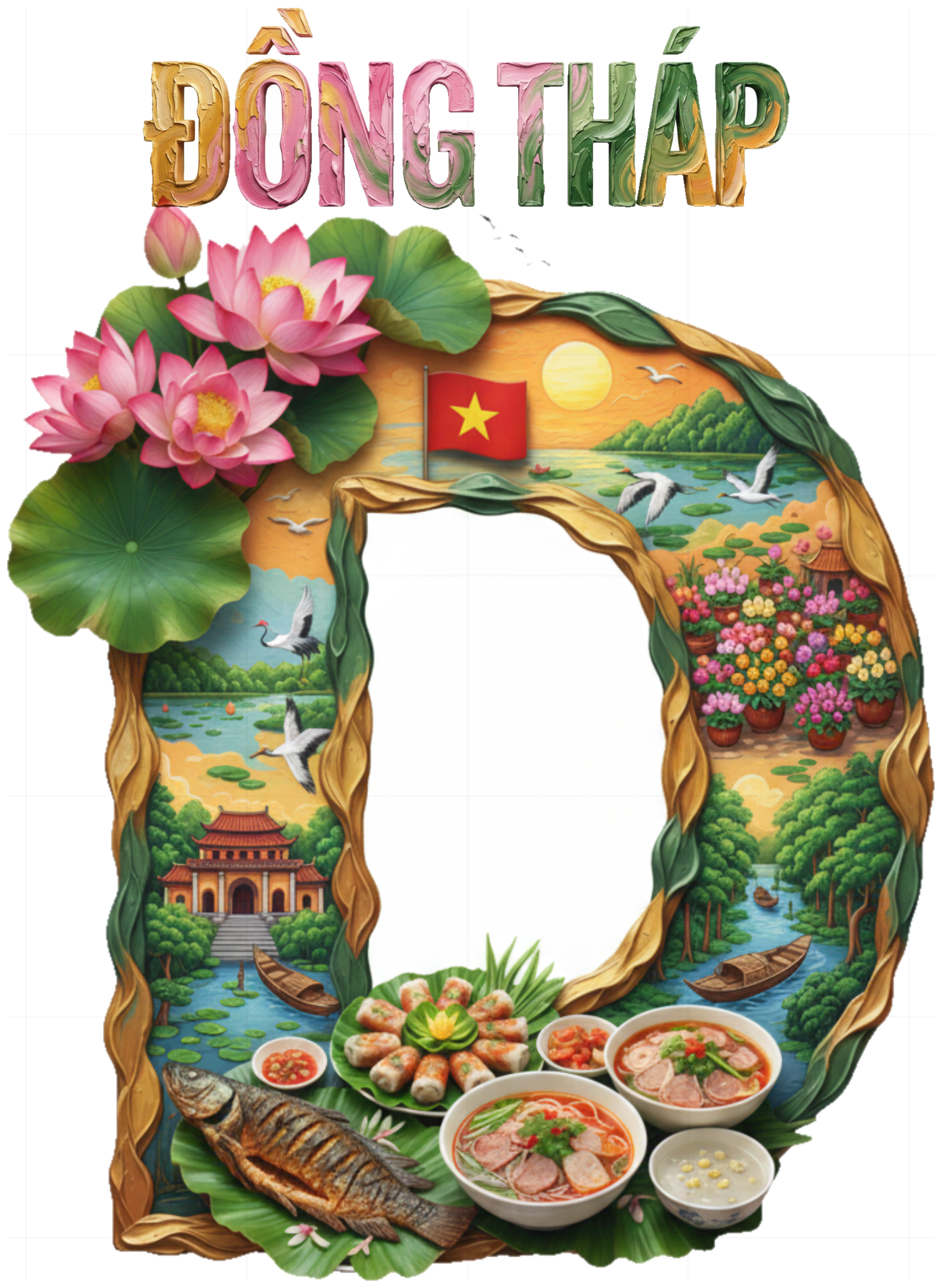 Áo Thun Unisex Form Rộng Cotton 100% In Hình Chữ D Nghệ Thuật Đồng Tháp Sen Hồng Trendy Du Lịch - 210426-10-03-BFY