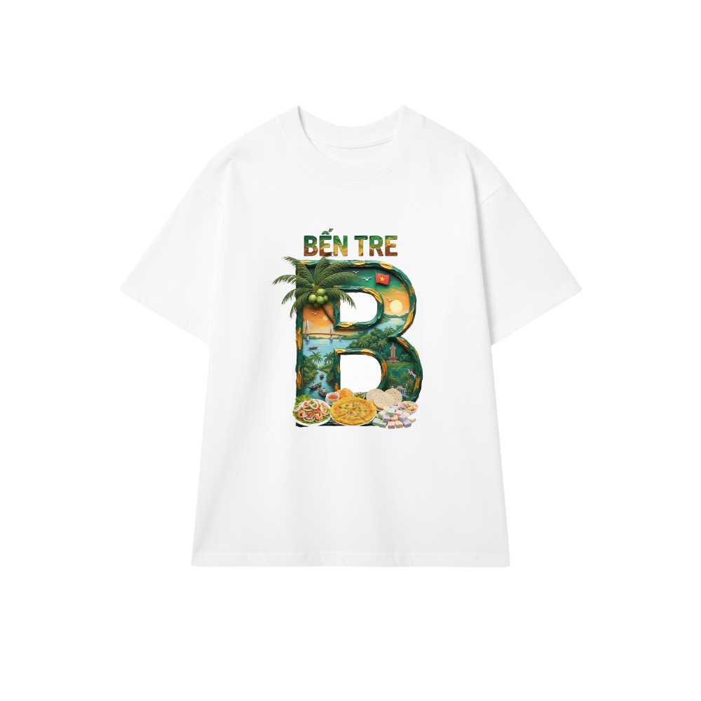 Áo Thun Unisex Form Rộng Cotton Bến Tre Design Chữ B Độc Đáo - Thời Trang Du Lịch Local Brand Việt Nam - 210426-10-32-VBL