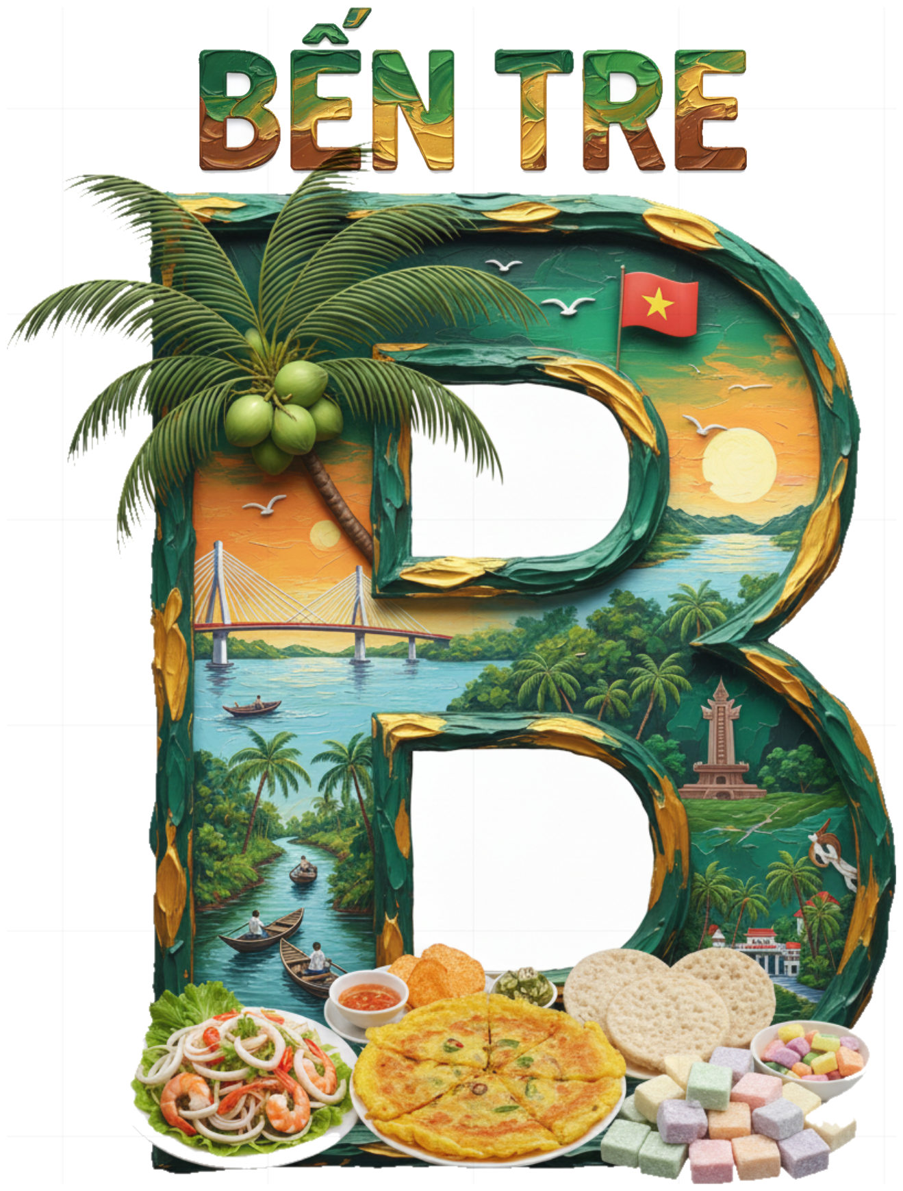 Áo Thun Unisex Form Rộng Cotton Bến Tre Design Chữ B Độc Đáo - Thời Trang Du Lịch Local Brand Việt Nam - 210426-10-32-VBL