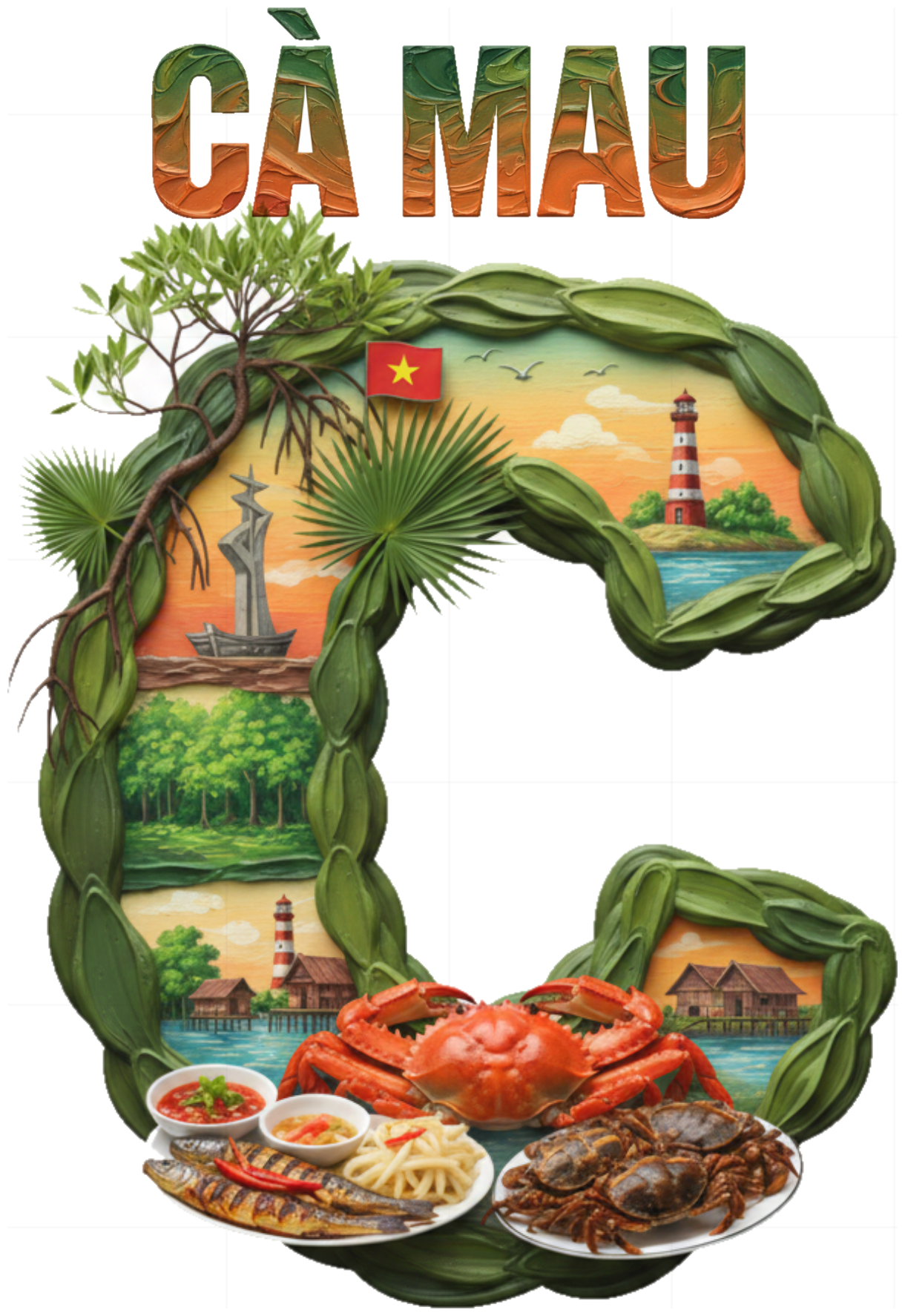 Áo Thun Unisex Cà Mau Design Chữ C Nghệ Thuật - Phông Trắng Cotton Co Giãn 4 Chiều Check-in Du Lịch Cực Chất - 210426-11-04-XFP