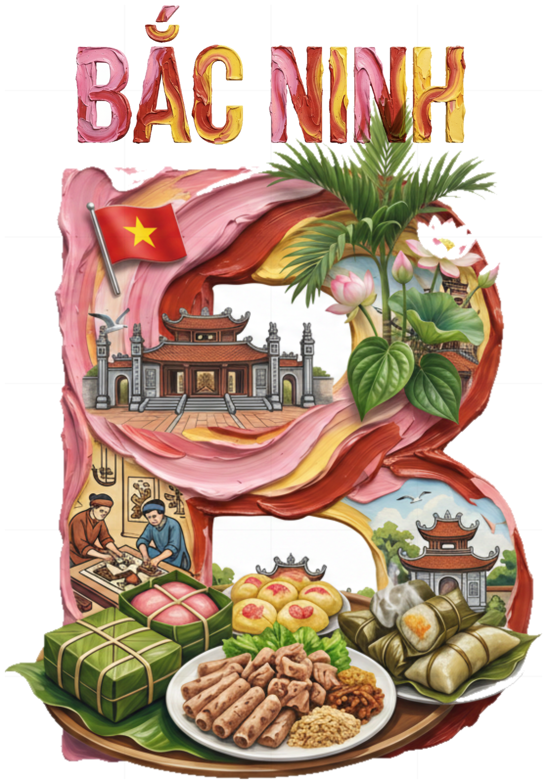 Áo Thun Unisex Form Rộng Cotton 100% In Hình Nghệ Thuật Bắc Ninh - Thời Trang Du Lịch Kinh Bắc Local Brand Trendy - 210426-14-38-VAP