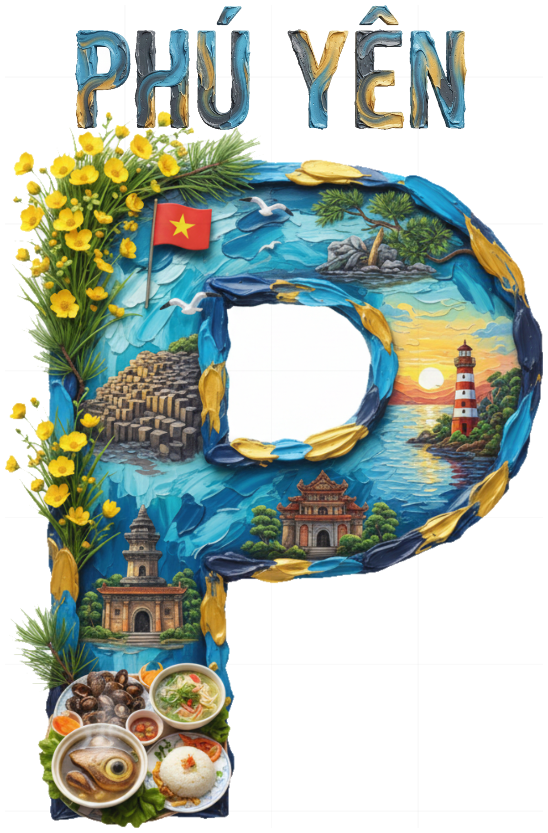 Áo Thun Phú Yên Unisex Cotton Trắng "Design" - Đặc Sản Hoa Vàng Trên Cỏ Xanh, Gành Đá Đĩa - Thời Trang Du Lịch Cực Chất 210426-14-48-WWO