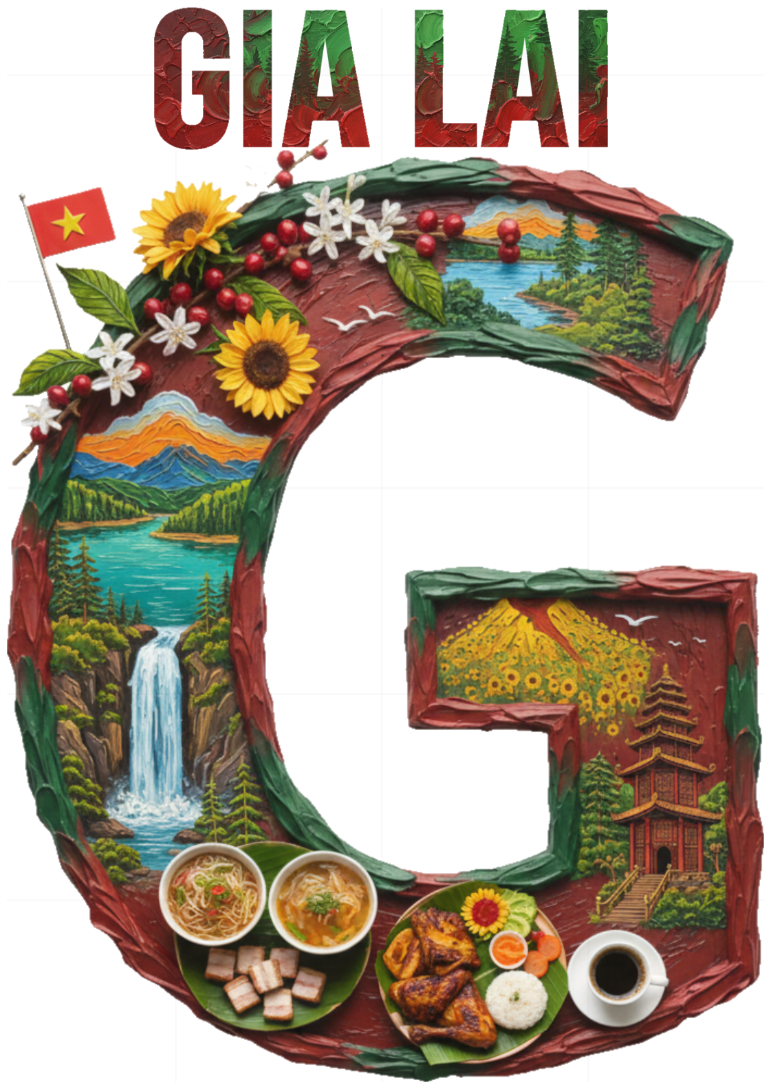 Áo Thun Unisex Gia Lai Local Brand - Phông Trắng Cotton In Hình Biển Hồ, Chư Đăng Ya & Phở Khô Pleiku Cực Chất - Thời Trang Du Lịch Tây Nguyên Trendy - 210426-14-57-QYN