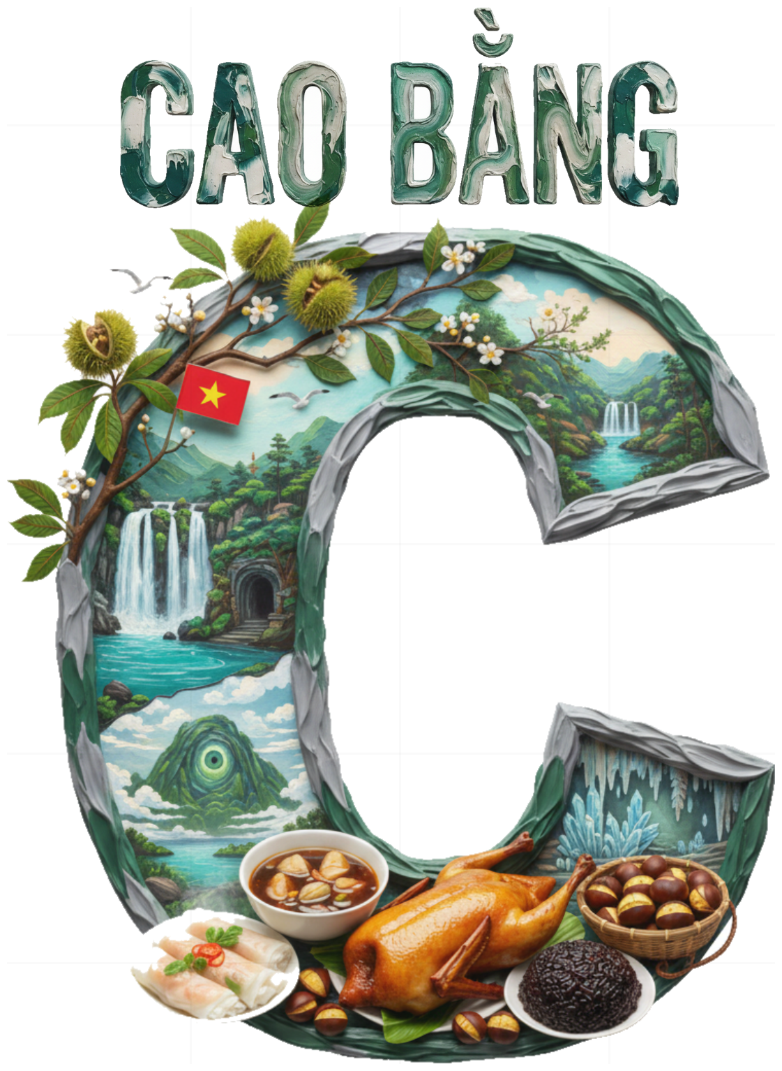 Áo Thun Unisex Cotton 100% In Hình Cao Bằng Thác Bản Giốc - Áo Phông Trắng Form Rộng Local Brand Travel Việt Nam - 210426-15-31-LMO