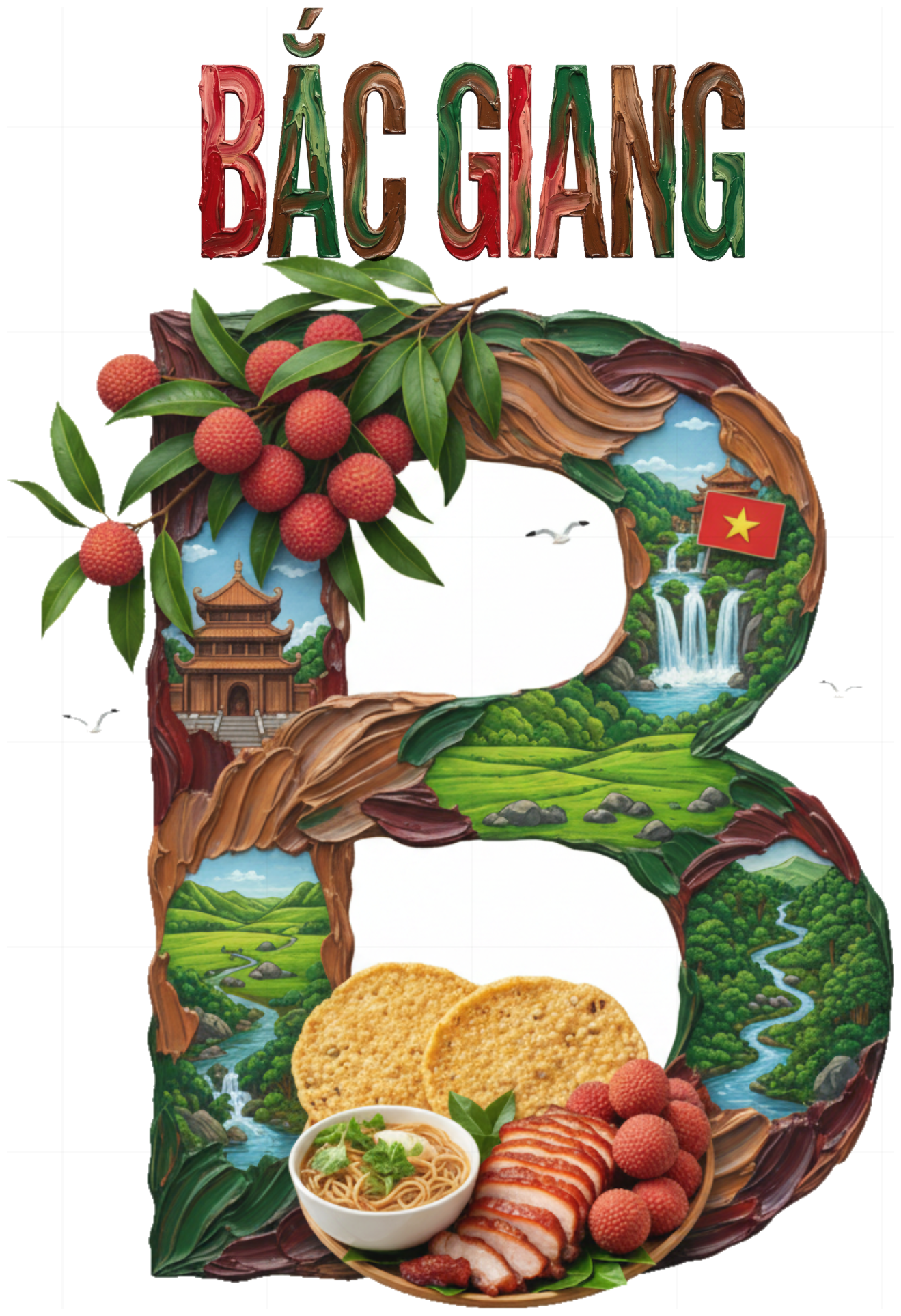 Áo Thun Unisex In Chữ B Bắc Giang - Vải Thiều Lục Ngạn - Form Rộng Cotton Co Giãn - Thời Trang Du Lịch Việt Nam Local Brand - 210426-16-43-WXH