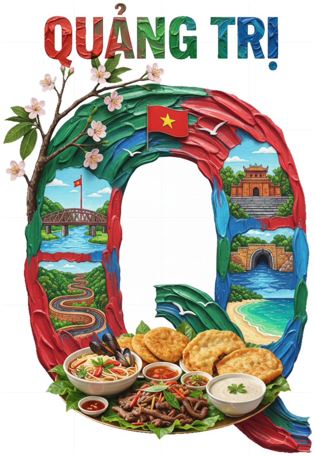 Áo Thun Unisex In Hình Chữ Q Quảng Trị Nghệ Thuật - Áo Phông Nam Nữ Cotton 100% Co Giãn 4 Chiều Form Rộng Cao Cấp Du Lịch Việt Nam - 210426-16-49-ILO