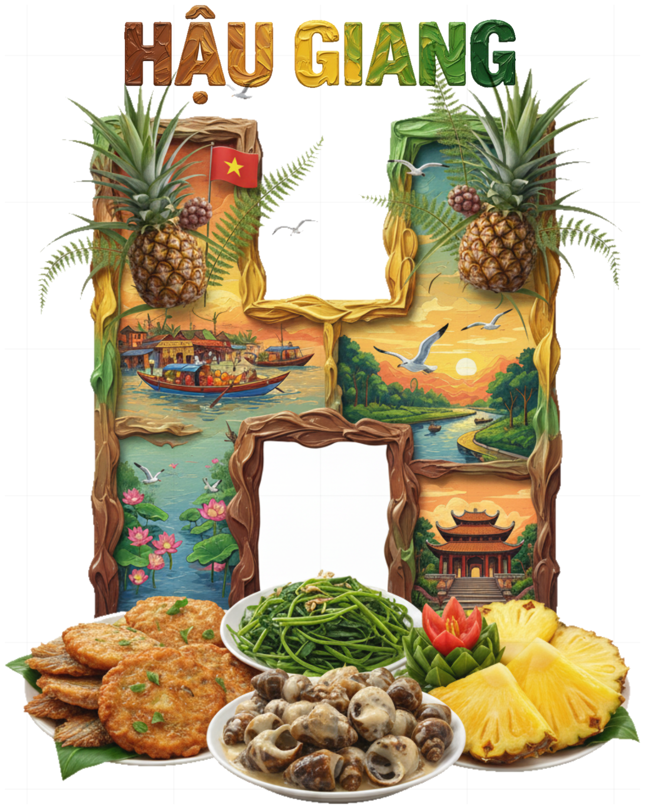 Áo Thun Unisex In Hình Hậu Giang Chợ Nổi Ngã Bảy - Phông Cotton 100% Co Giãn 4 Chiều Form Rộng Local Brand Design - 210426-17-03-KHN