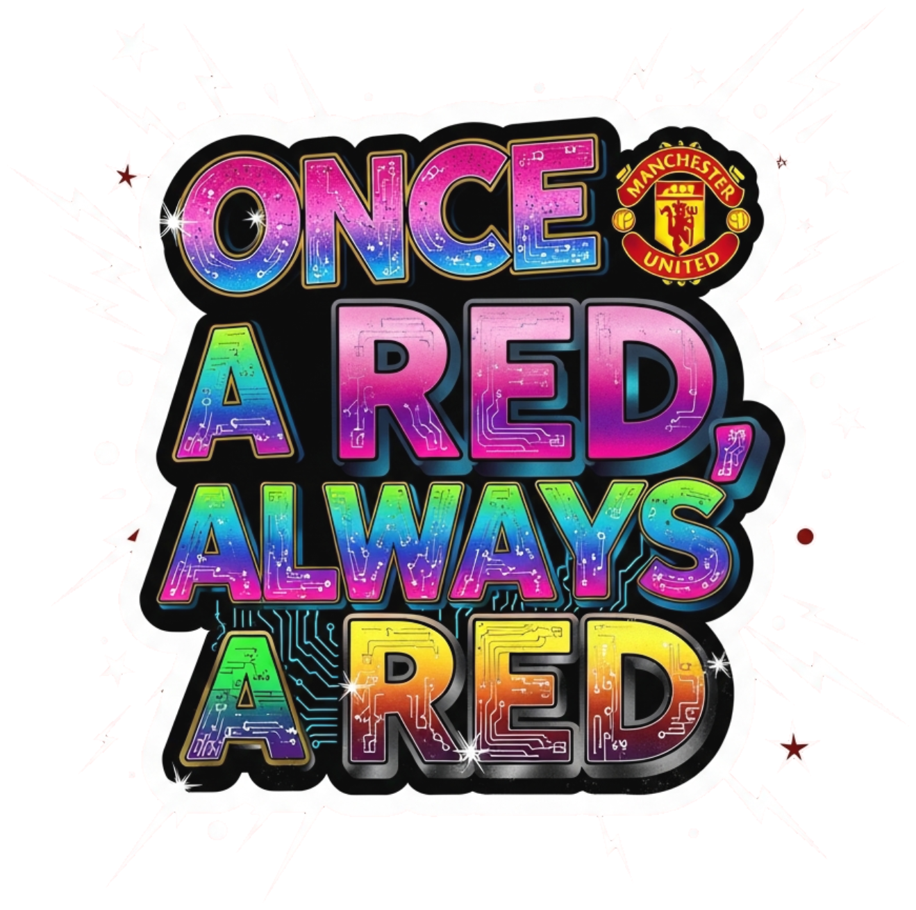 Áo Thun Manchester United MU Phong Cách Y2K Cyber Ghetto Độc Lạ - Áo Phông Nam Nữ Trắng Cotton Form Rộng Streetwear Once a Red Always a Red - 210526-08-13-YEV