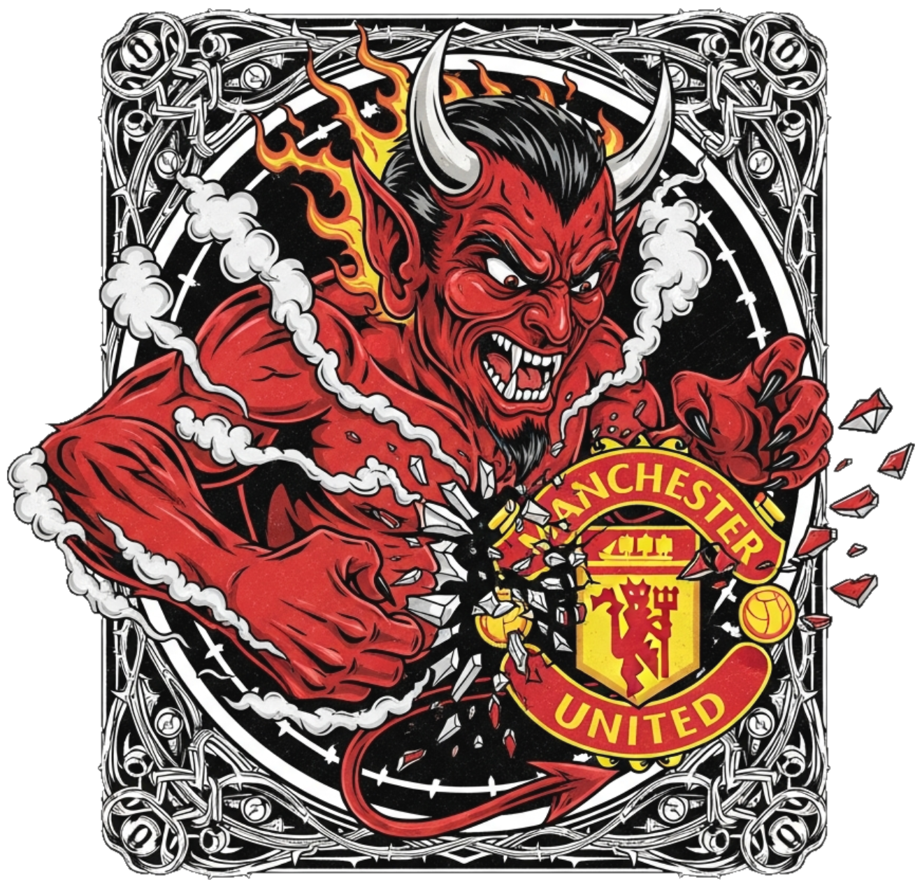 Áo Thun Manchester United Quỷ Đỏ Phá Phách Slogan Design Unisex Áo Phông Trắng Cotton Form Rộng Streetwear Cực Chất - 210526-09-05-PRD