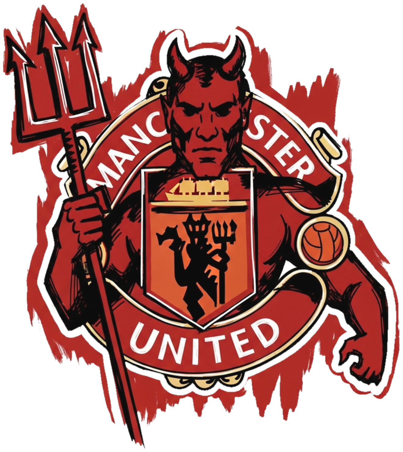 Áo Thun Trắng Unisex Cotton In Hình Quỷ Đỏ Manchester United Sketch Độc Lạ Form Rộng Cực Chất - Thời Trang Streetwear Xu Hướng - 210526-09-14-JFH