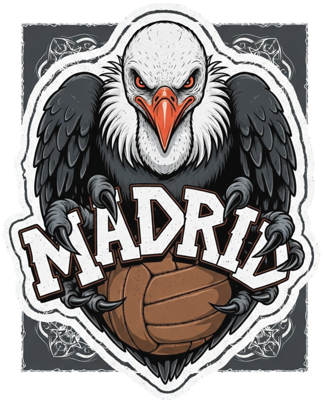 Áo Thun Nam Nữ Madrid Vulture Streetwear Y2K - Áo Phông Trắng Họa Tiết Kền Kền Độc Lạ Form Rộng Cotton Cực Chất - 210526-10-02-AUE