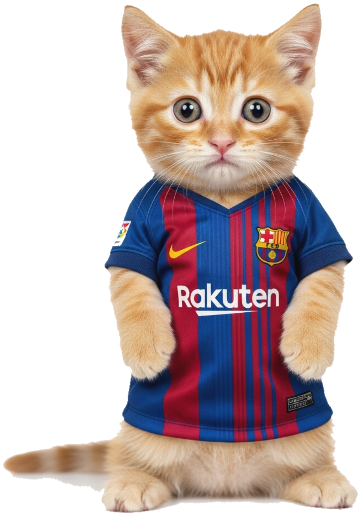 Áo Thun Trắng In Hình Mèo Ginger Mặc Áo Barcelona Cực Đáng Yêu - Áo Phông Nam Nữ Unisex Cotton Form Rộng Trendy 2024 - 210526-11-50-HYS
