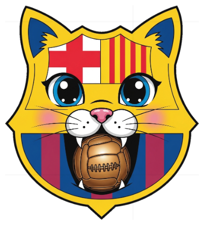 Áo Thun Unisex Trắng Cotton 100% Form Rộng In Hình Mascot FC Barcelona Mèo Cute Đỉnh Chóp - Thời Trang Bóng Đá Cực Chất 210526-11-57-JWO
