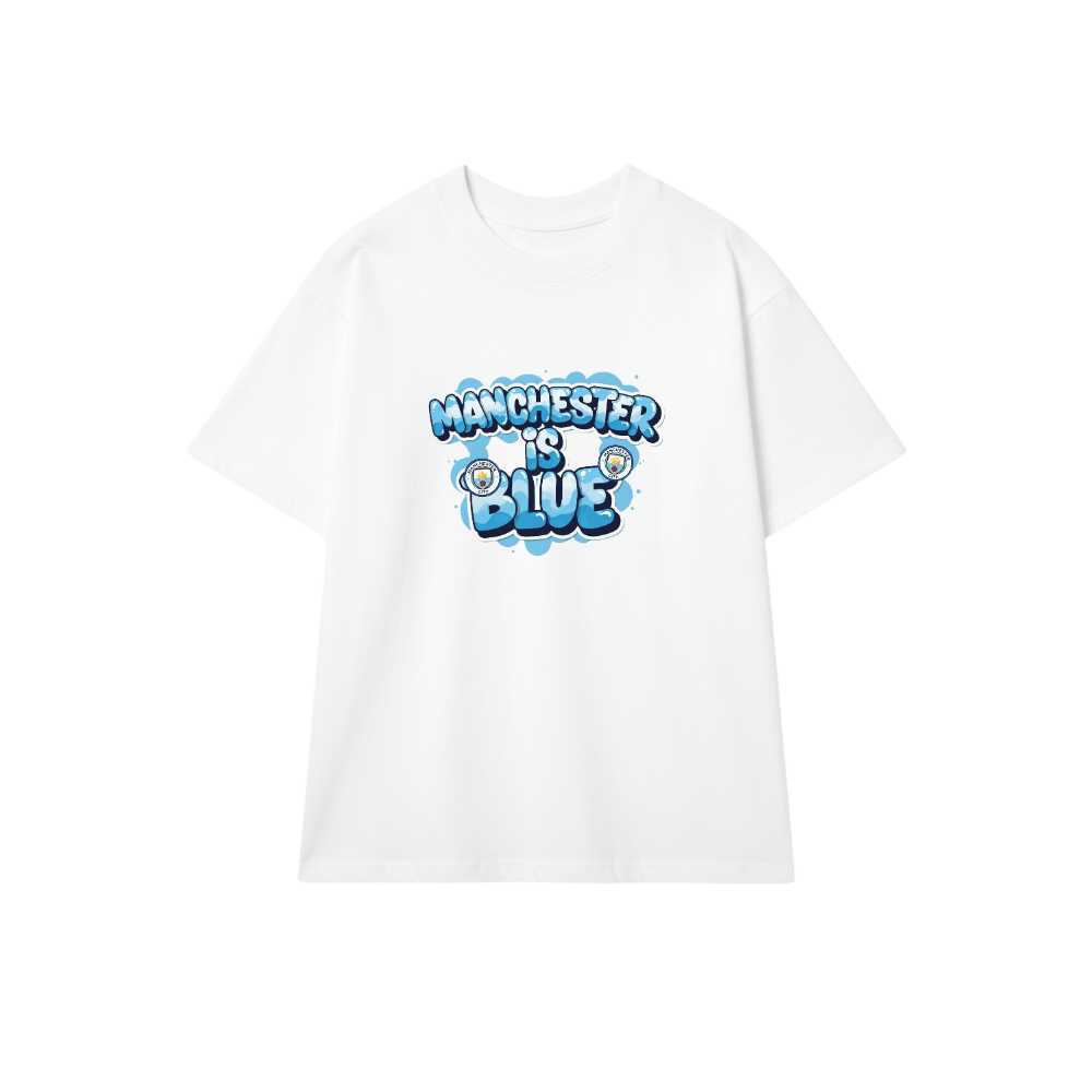 Áo Thun Manchester City Unisex Cotton Trắng Form Rộng - Áo Phông Manchester Is Blue Bubble Graffiti Cực Chất - 210526-15-06-EMF