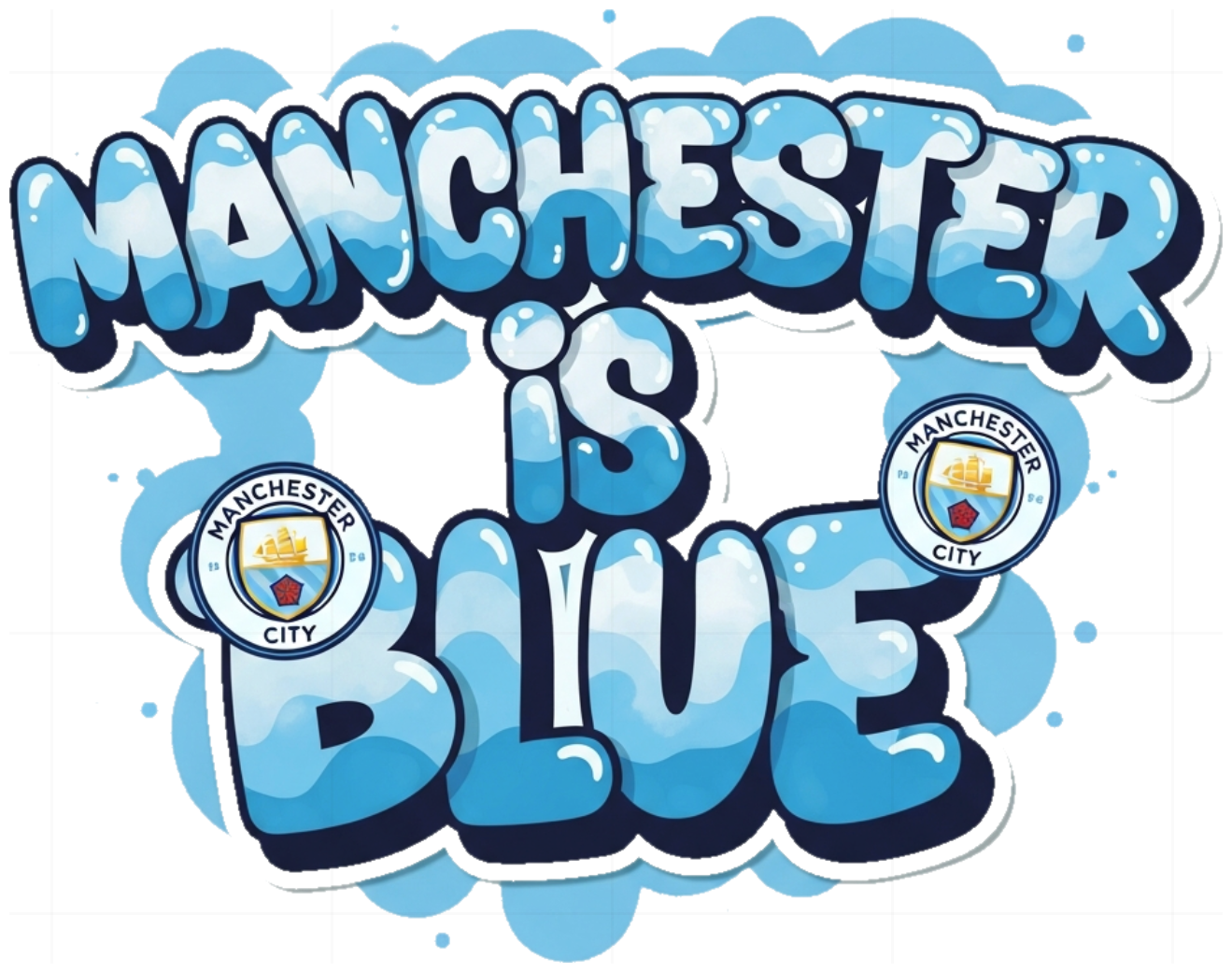 Áo Thun Manchester City Unisex Cotton Trắng Form Rộng - Áo Phông Manchester Is Blue Bubble Graffiti Cực Chất - 210526-15-06-EMF