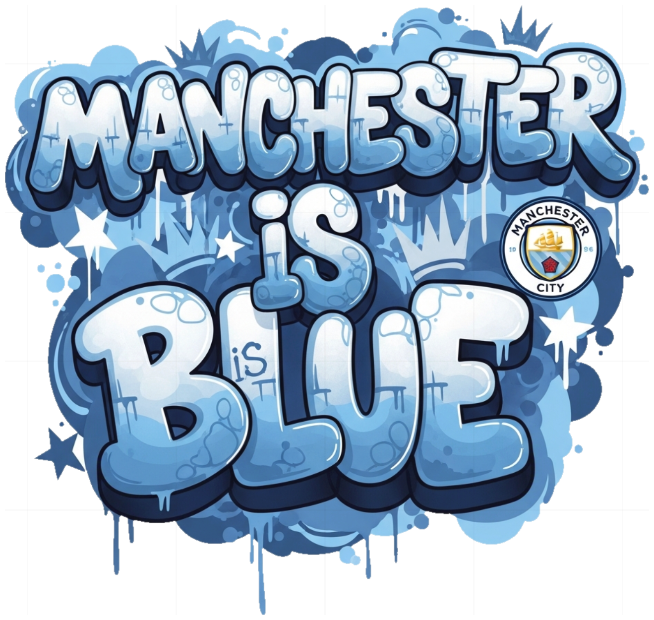 Áo Thun Manchester Is Blue Sky Blue Graffiti Man City Cực Chất - Áo Phông Unisex Nam Nữ Cotton Co Giãn 4 Chiều Trend Streetwear 210526-15-06-PNW