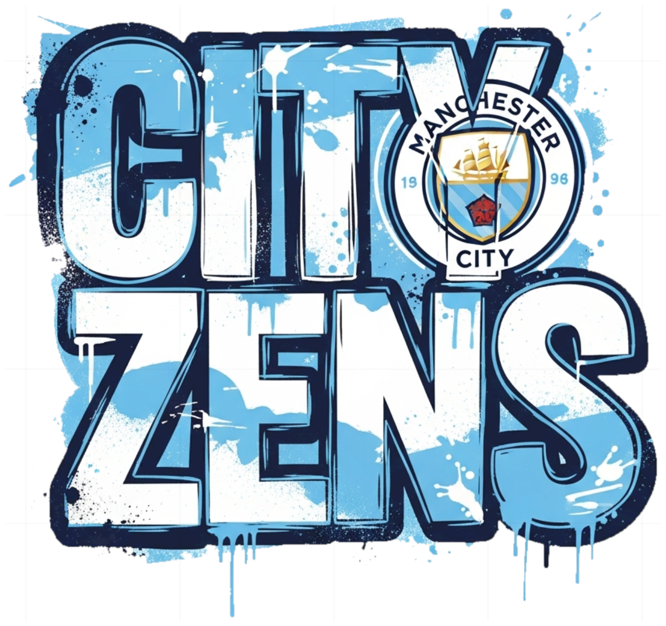Áo Thun Unisex Manchester City Cityzens Graffiti Độc Lạ - Áo Phông Trắng Nam Nữ Form Rộng Cotton Co Giãn 4 Chiều Streetwear - 210526-15-14-MME