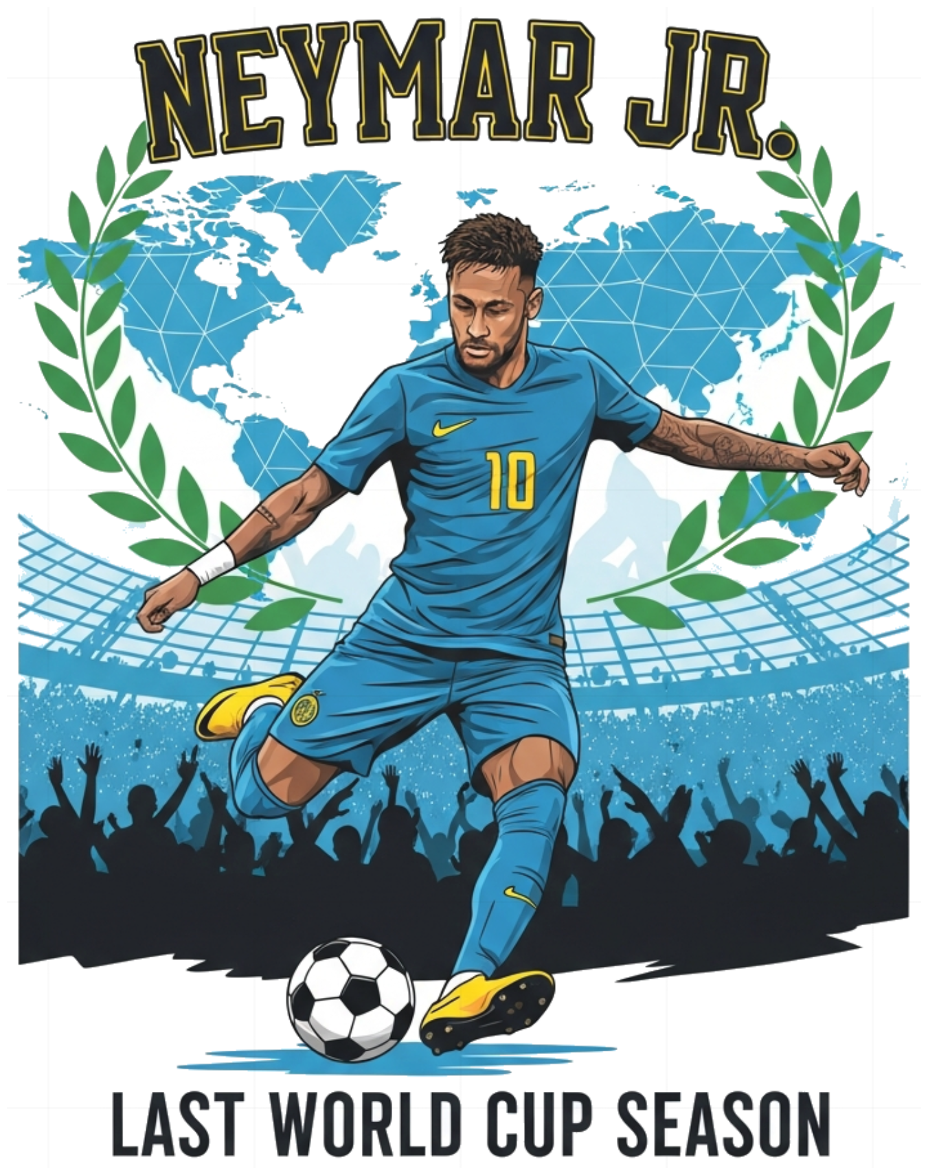 Áo Thun Neymar Last World Cup Design Màu Trắng Form Rộng Unisex Cotton Co Giãn - Áo Phông Bóng Đá Cực Chất 210526-16-48-VGT