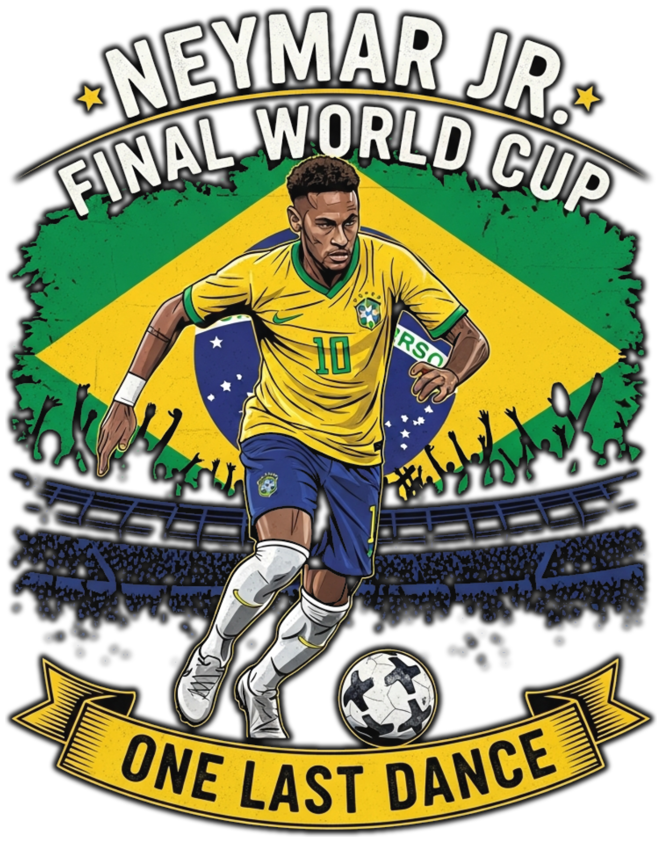 Áo Thun Neymar Last Dance World Cup Design Cotton 100% Co Giãn 4 Chiều Form Rộng Unisex Thời Trang Cực Chất - 210526-17-09-WVU