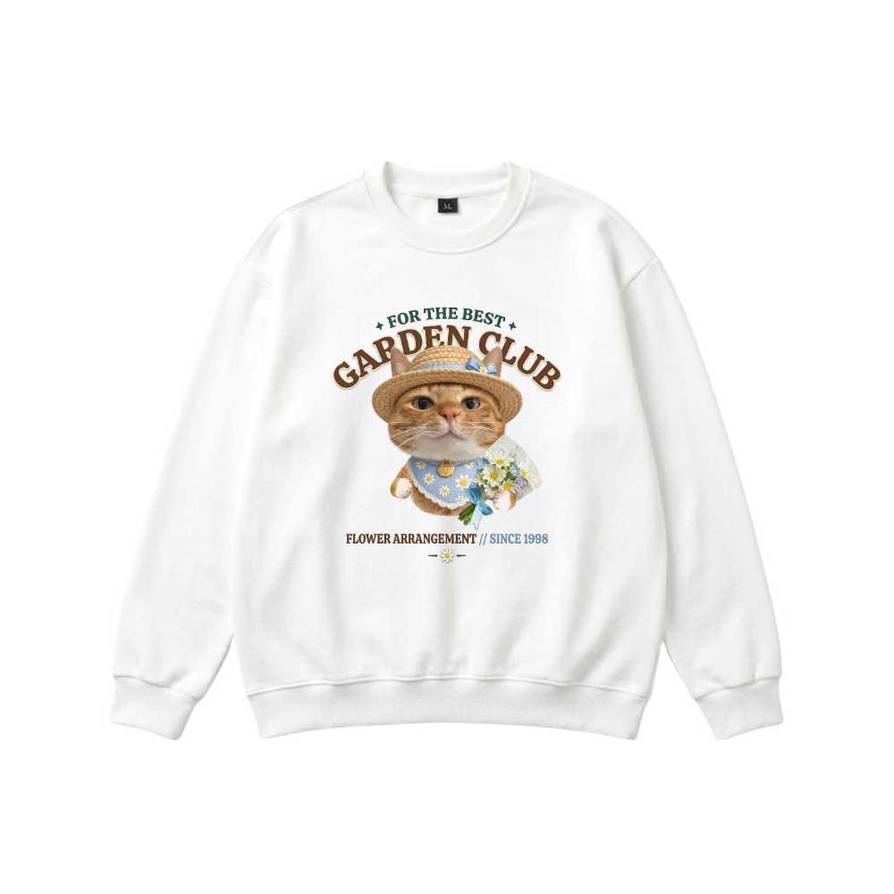 Áo Sweater Garden Club Chú Mèo Dễ Thương Vintage Cottagecore Form Rộng Unisex Hot Trend - 211026-10-01-MOF