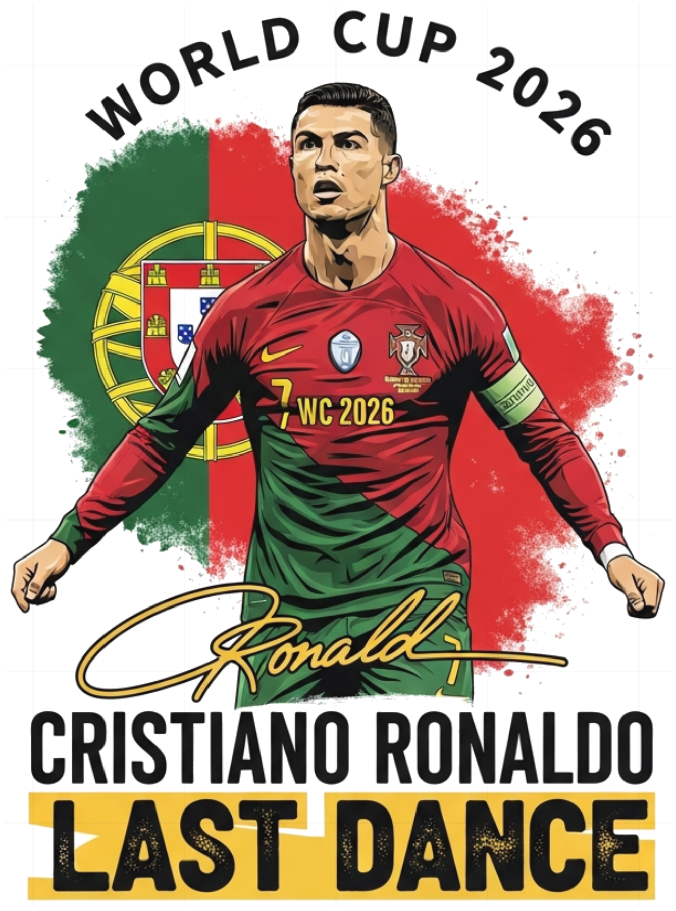 Áo Thun Nam Đen In Hình Cristiano Ronaldo CR7 World Cup 2026 Last Dance Portugal Đội Tuyển Bồ Đào Nha Cotton Form Rộng Cao Cấp - 220526-08-10-OZL
