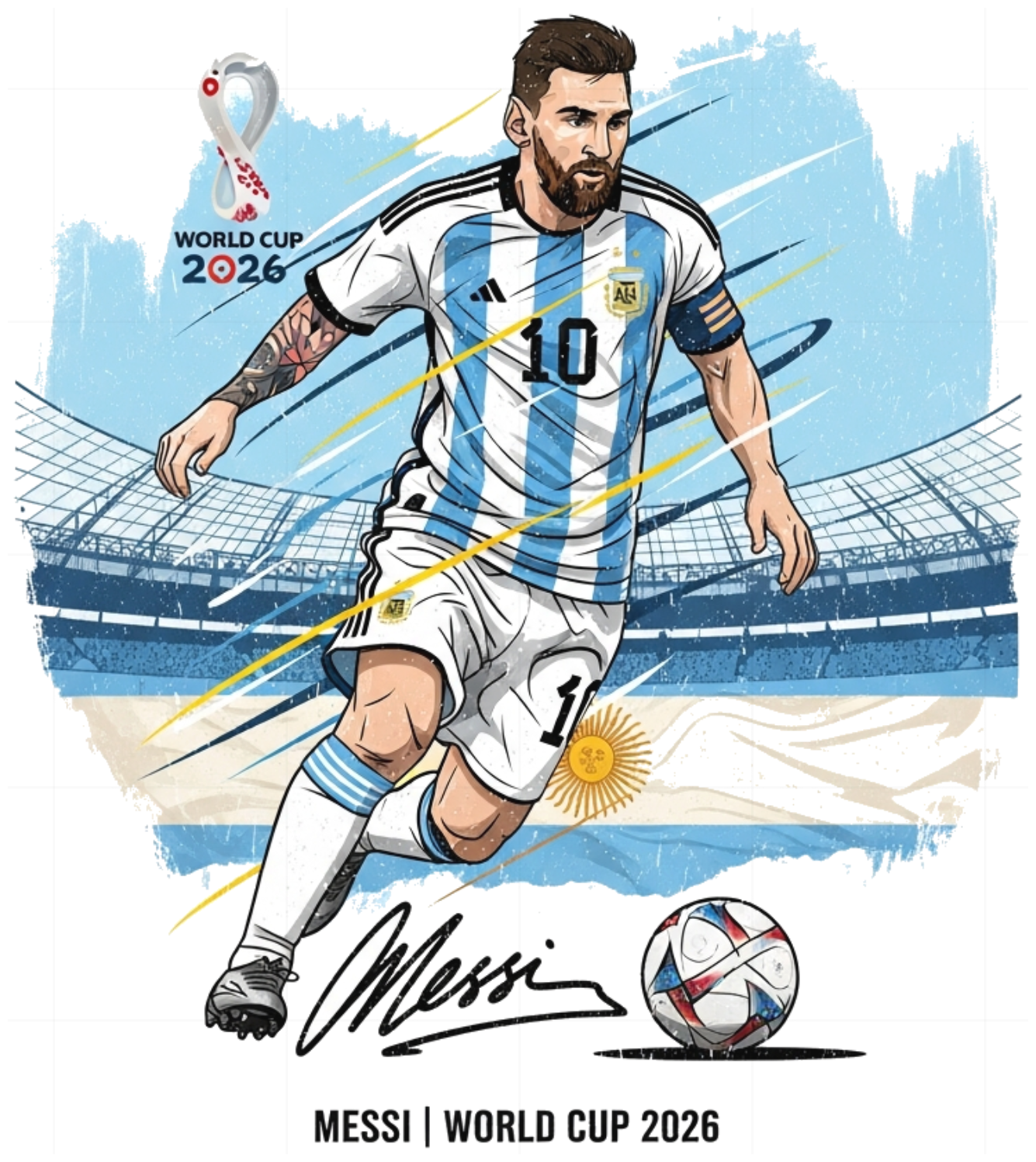 Áo Thun Unisex Màu Kem Lionel Messi World Cup 2026 Chữ Ký Tay Xu Hướng Streetwear Cotton Co Giãn Form Rộng Đi Chơi Du Lịch Cực Chất - 220526-14-00-CAE