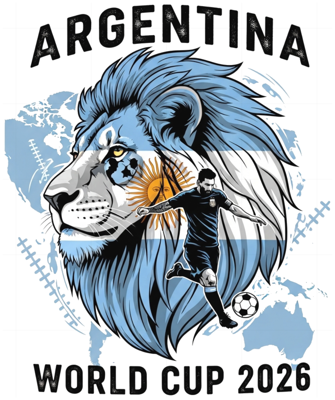 Áo Thun Trắng Messi Argentina World Cup 2026 Unisex Form Rộng Cotton Cao Cấp - Thiết Kế Hiệu Ứng Nhà Vua Design - 220526-14-15-ALF