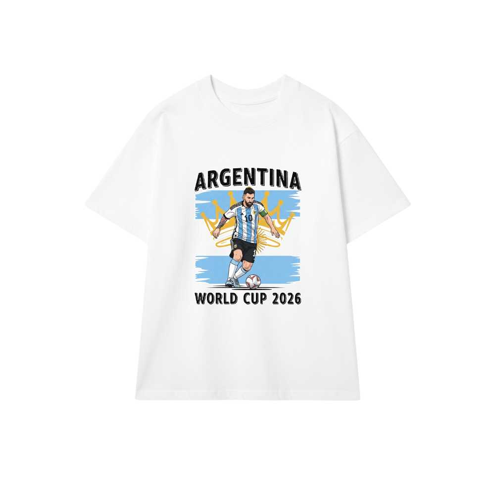 Áo Thun Argentina Lionel Messi World Cup 2026 Hiệu Ứng Nhà Vua Design Unisex Form Rộng Cotton Cao Cấp - 220526-14-15-AOK