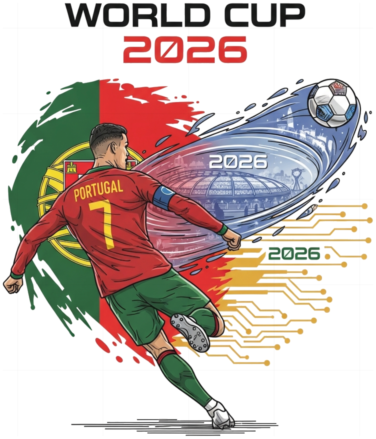 Áo Thun Unisex Form Rộng Cristiano Ronaldo Portugal World Cup 2026 - Áo Phông Cotton Slogan Design Cực Chất - 220526-14-25-BZG