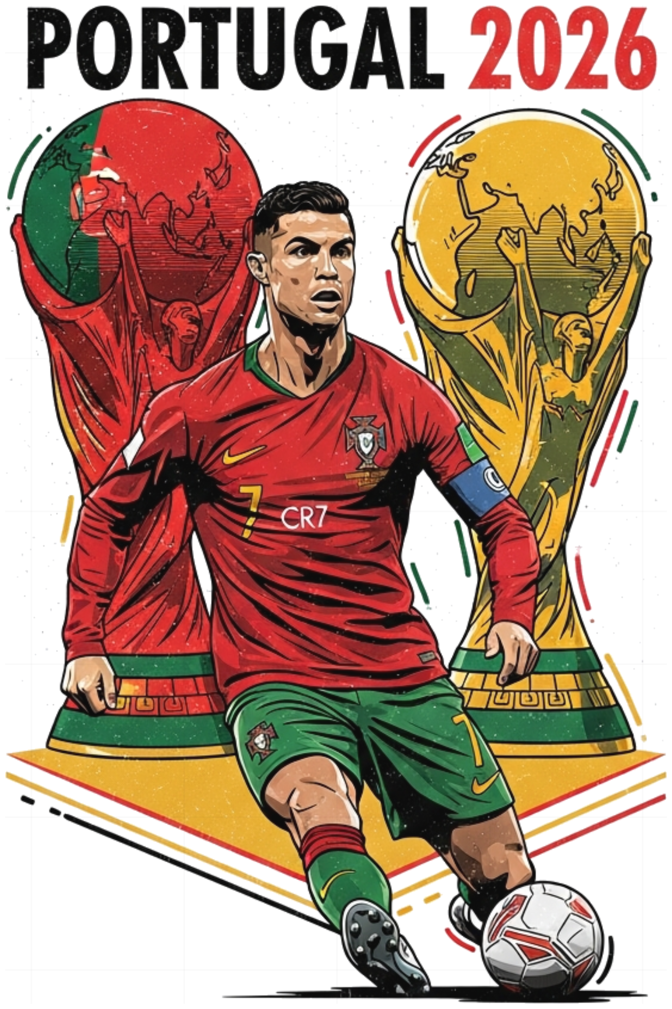 Áo Thun Nam Nữ Unisex Form Rộng Cotton 100% In Hình Cristiano Ronaldo CR7 Portugal World Cup 2026 Trendy Cực Chất - 220526-14-25-TPK