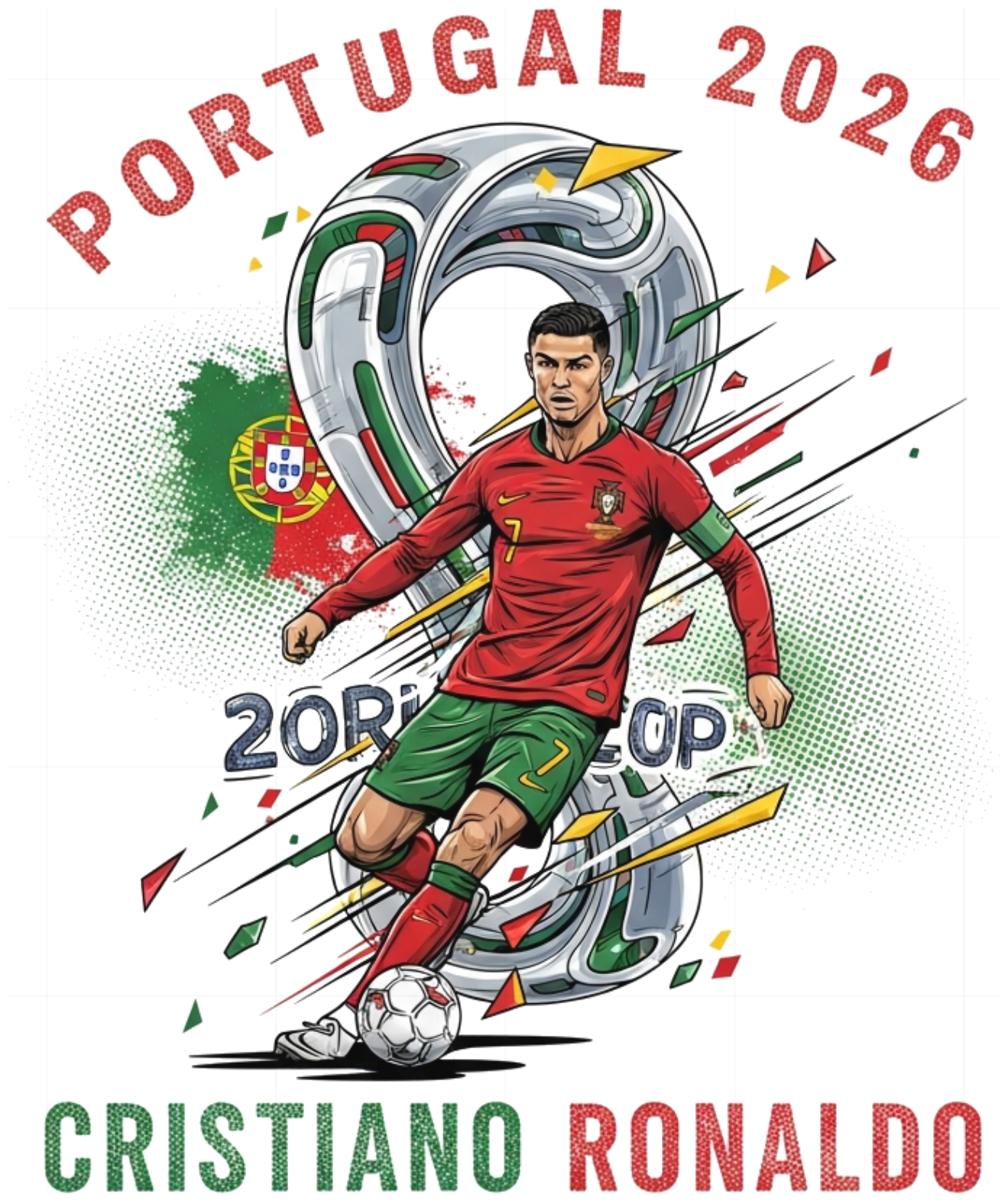 Áo Thun CR7 Cristiano Ronaldo World Cup 2026 Đội Tuyển Bồ Đào Nha Cotton Unisex Form Rộng Oversize Streetwear Cực Chất - 220526-14-25-WSK