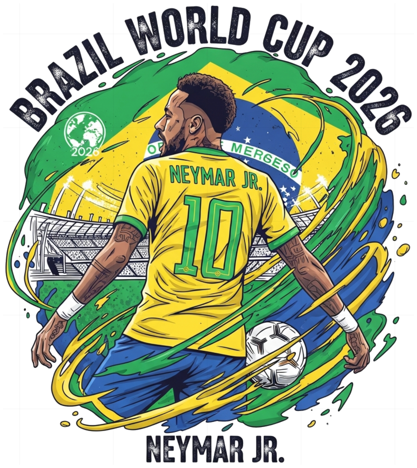 Áo Thun Neymar Đội Tuyển Brazil World Cup 2026 Unisex Form Rộng Cotton Cao Cấp Xu Hướng Thời Trang Streetwear - 220526-14-42-SBA