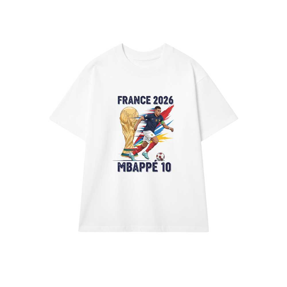 Áo Thun Unisex Kylian Mbappé World Cup 2026 Đội Tuyển Pháp Form Rộng Cotton - Slogan Design Cực Chất - 220526-14-48-SOB