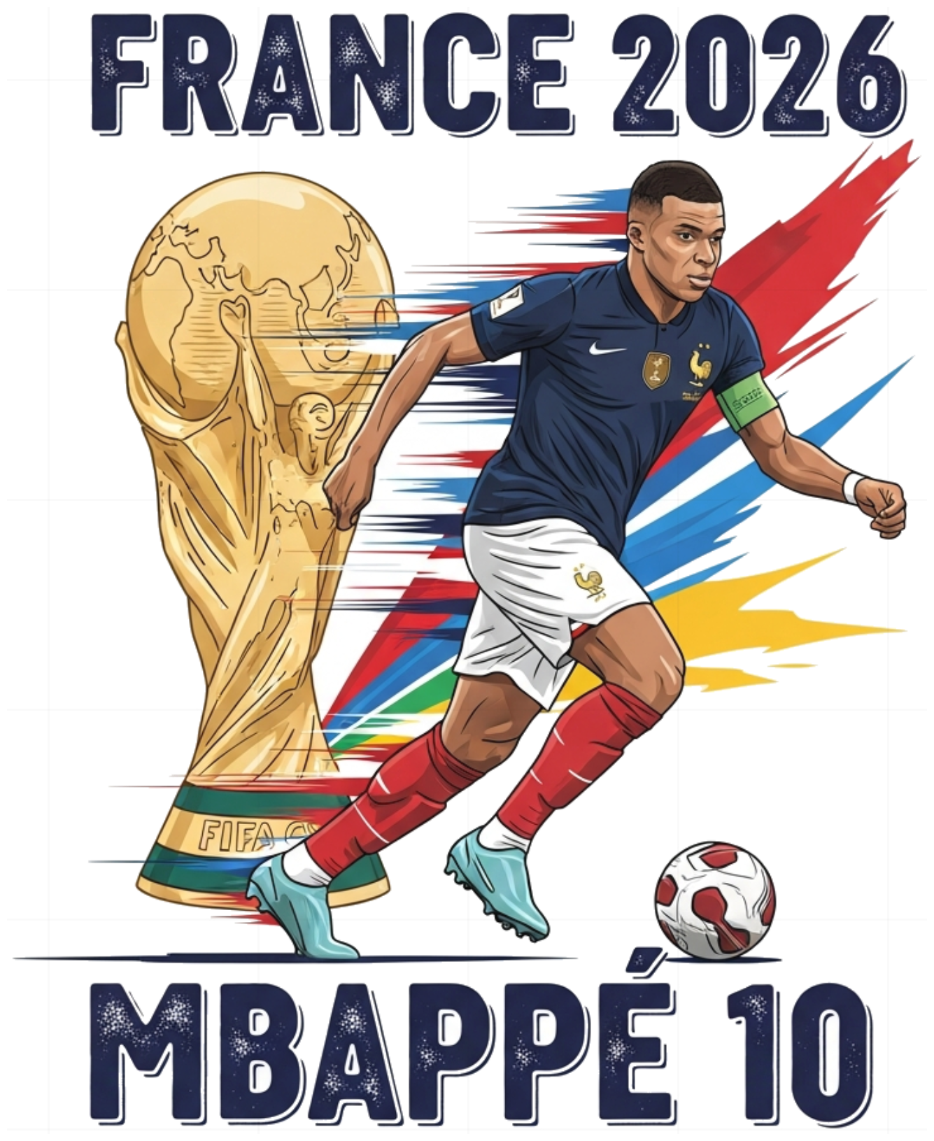 Áo Thun Unisex Kylian Mbappé World Cup 2026 Đội Tuyển Pháp Form Rộng Cotton - Slogan Design Cực Chất - 220526-14-48-SOB
