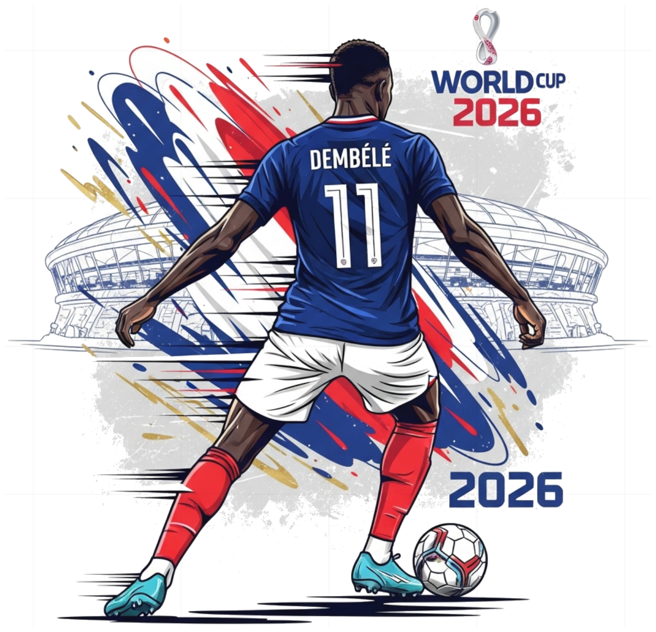 Áo Thun Unisex Đội Tuyển Pháp World Cup 2026 Ousmane Dembele Cực Chất - Áo Phông Trắng Cotton 100% Co Giãn Form Rộng Design Thời Trang Xu Hướng - 220526-14-49-MXI