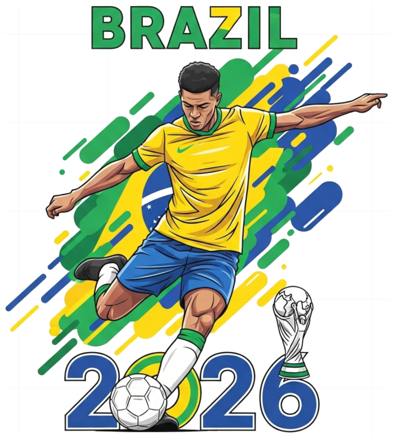 Áo Thun Unisex Đội Tuyển Brazil World Cup 2026 - Áo Phông Slogan Design Form Rộng Cotton Trendy 220526-15-19-RFX