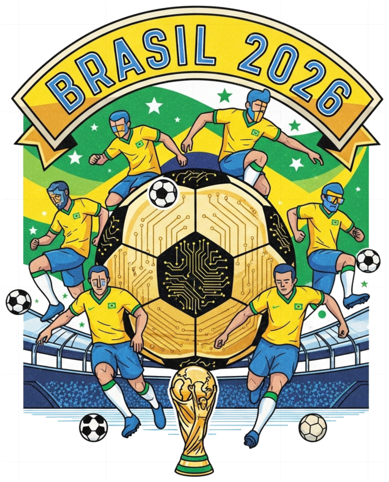 Áo Thun Nam Nữ Unisex Brazil World Cup 2026 Design Trắng Cotton Co Giãn Form Rộng Cực Chất Xu Hướng Thời Trang Đi Chơi Du Lịch - 220526-15-19-TWA