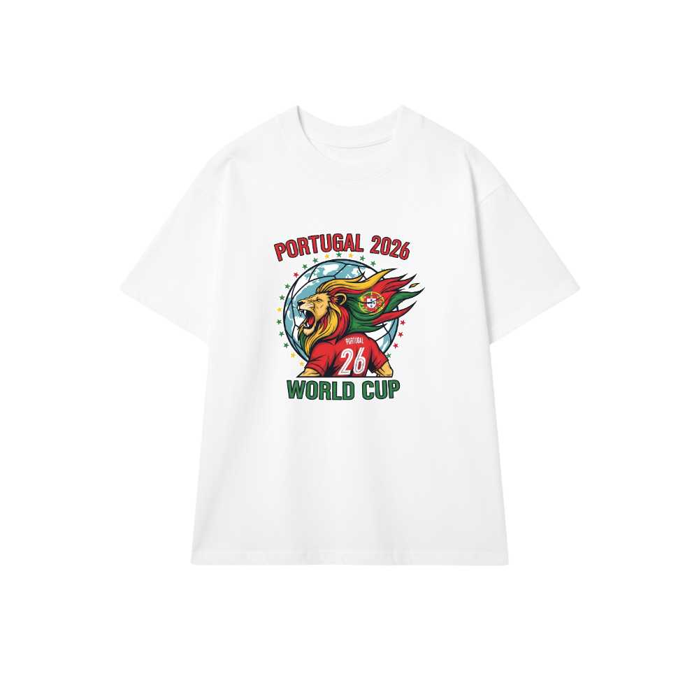 Áo Thun Trắng Unisex Form Rộng Cotton In Hình Đội Tuyển Bồ Đào Nha World Cup 2026 Slogan Design Cực Chất - 220526-15-29-ORK