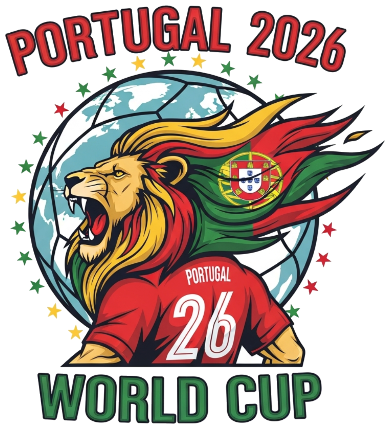 Áo Thun Trắng Unisex Form Rộng Cotton In Hình Đội Tuyển Bồ Đào Nha World Cup 2026 Slogan Design Cực Chất - 220526-15-29-ORK