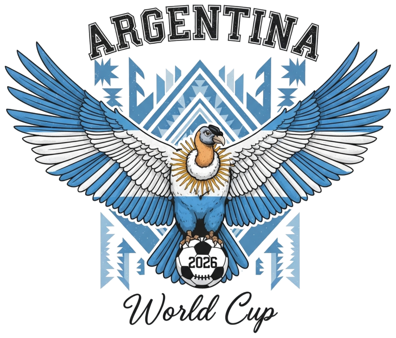 Áo Thun Trắng In Hình Đội Tuyển Argentina World Cup 2026 - Áo Phông Unisex Cotton Form Rộng Thời Trang Cực Chất - 220526-15-43-QMC