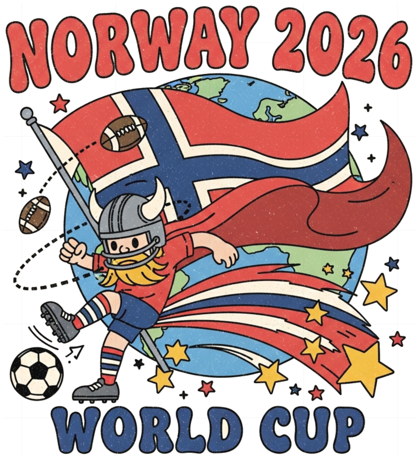 Áo Thun Trắng Unisex Form Rộng Cotton In Hình Đội Tuyển Na Uy World Cup 2026 Cao Cấp - 220526-16-06-OXO