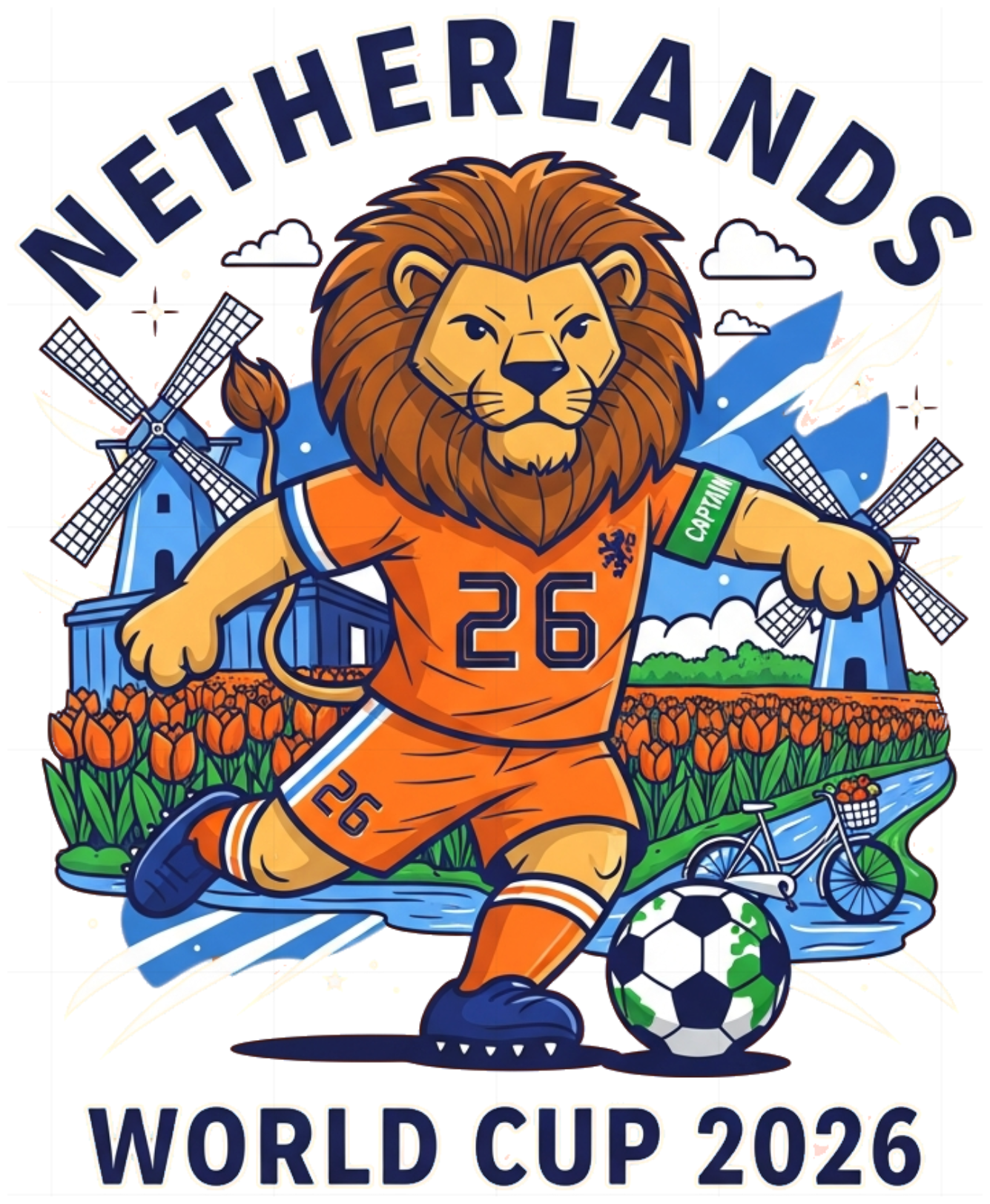 Áo Thun Unisex Form Rộng Màu Trắng In Hình Đội Tuyển Hà Lan World Cup 2026 Cực Chất - Áo Phông Nam Nữ Cotton Slogan Design Thời Trang Cá Tính - 220526-16-15-ZWY