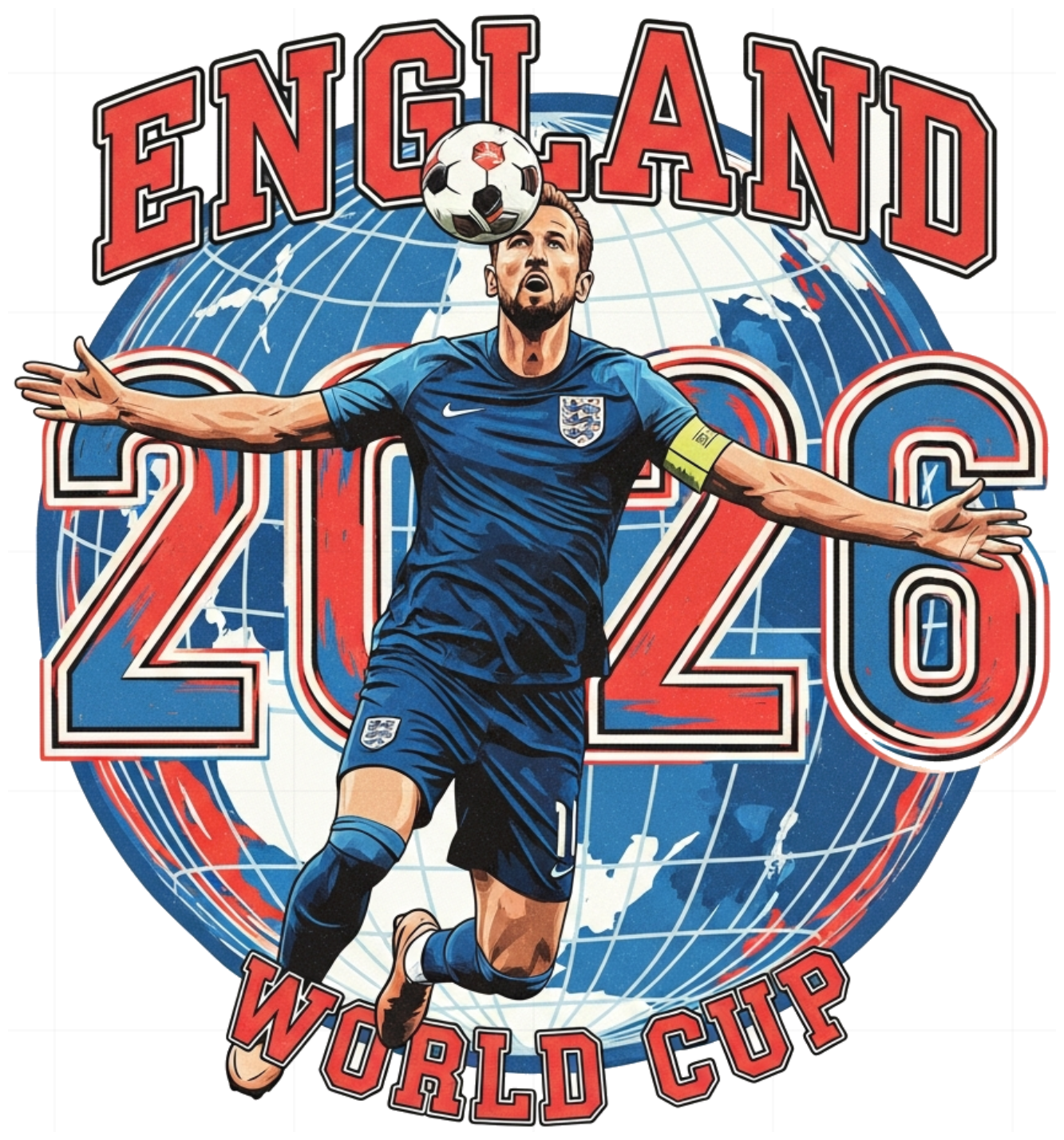 Áo Thun Trắng Harry Kane World Cup 2026 Đội Tuyển Anh - Áo Phông Cotton Unisex Form Rộng Design Cực Chất 220526-16-28-CXG