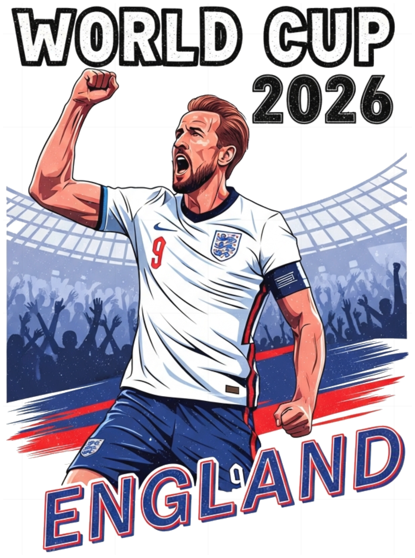 Áo Thun Trắng In Hình Harry Kane Đội Tuyển Anh World Cup 2026 Unisex Form Rộng Cotton Cao Cấp Xu Hướng Thời Trang - 220526-16-28-PLF