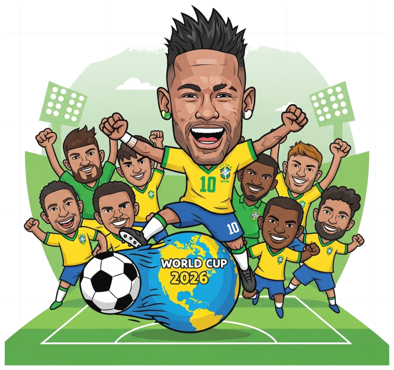 Áo Thun Unisex Brazil Neymar World Cup 2026 - Áo Phông Trắng Design Cực Chất, Form Rộng Cotton Co Giãn Trendy - 220526-16-33-FHE
