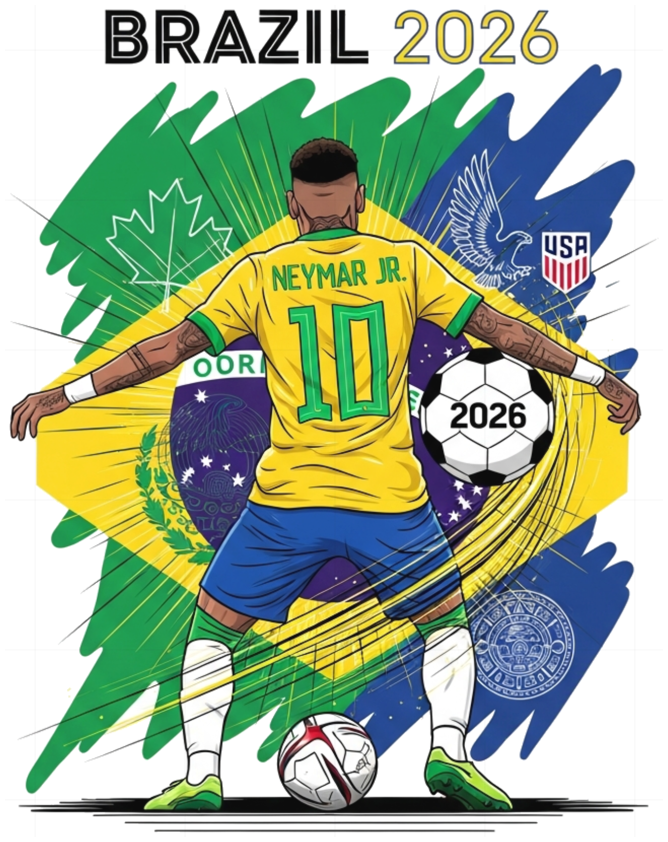 Áo Thun Unisex Trắng In Hình Neymar Brazil World Cup 2026 - Áo Phông Oversize Cotton Co Giãn 4 Chiều Hot Trend Local Brand - 220526-16-33-HHR