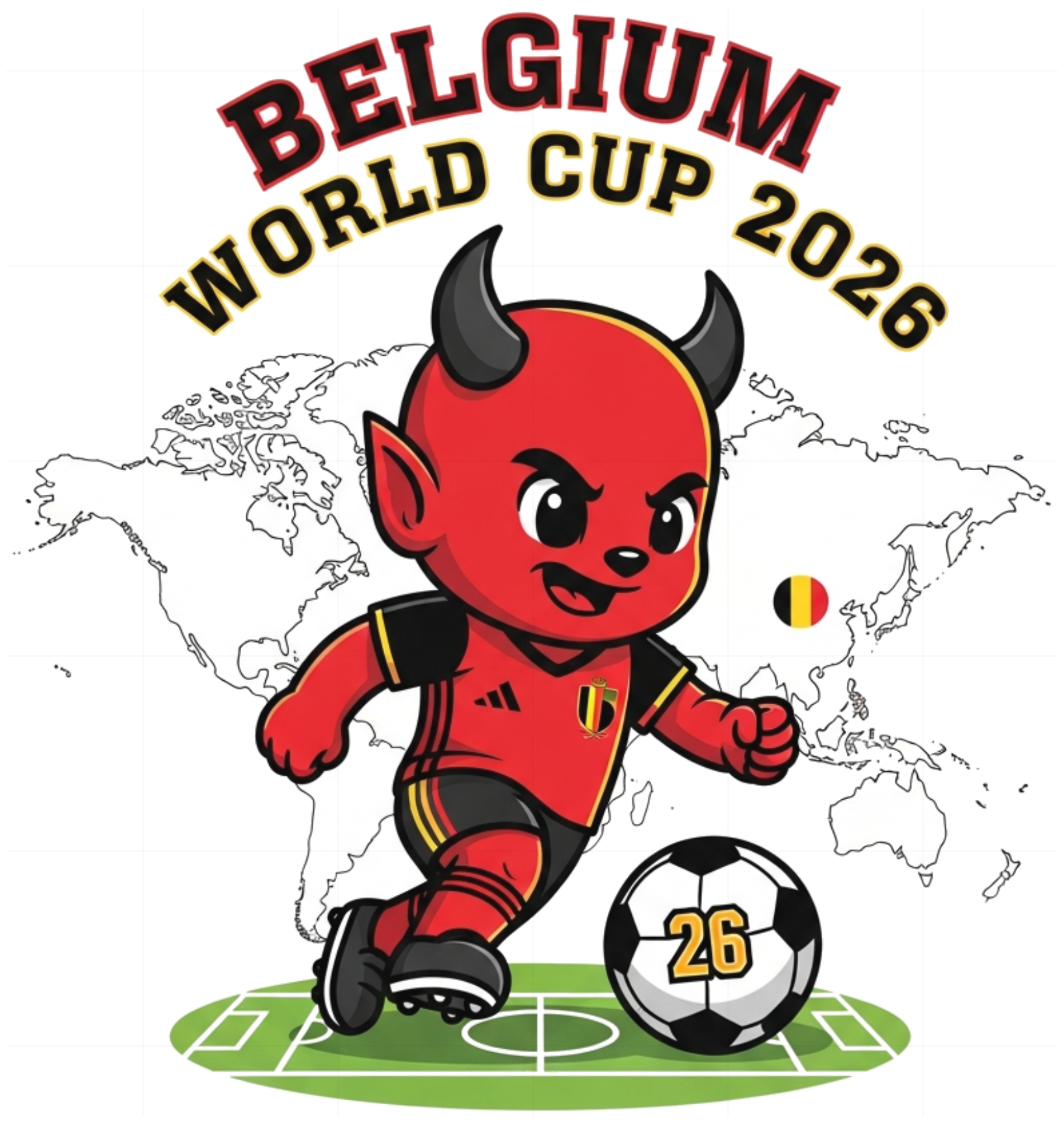 Áo Thun Trắng Đội Tuyển Bỉ World Cup 2026 Design - 220526-16-57-XEX