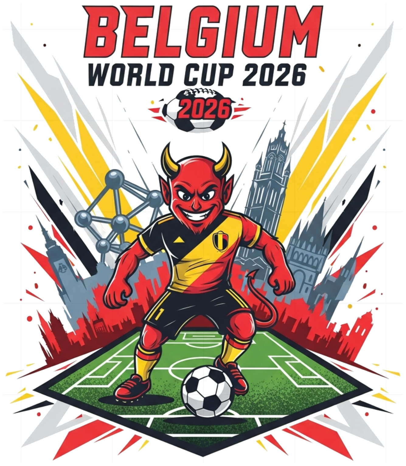 Áo Thun Đội Tuyển Bỉ World Cup 2026 Unisex Form Rộng Cotton Cao Cấp Xu Hướng Thời Trang Street Style - 220526-17-00-HRI