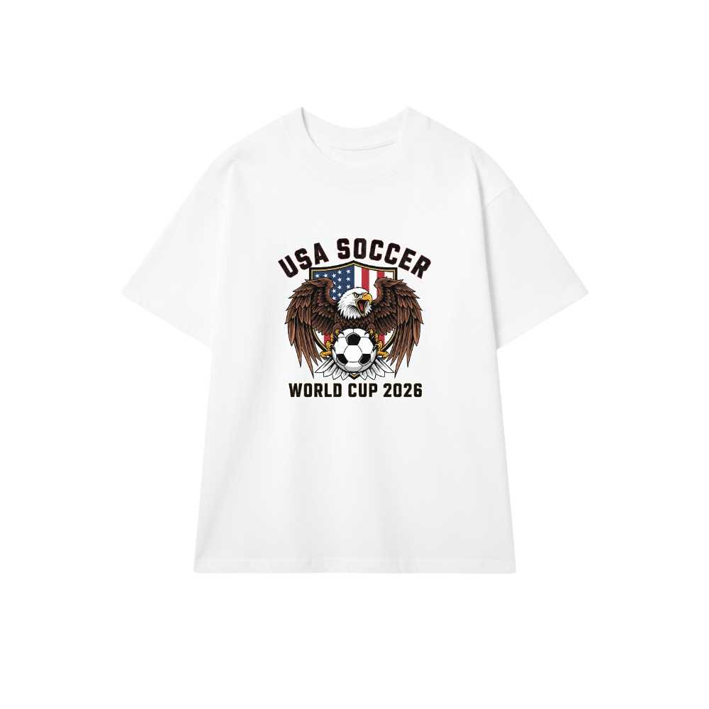 Áo Thun Unisex Form Rộng Màu Trắng Slogan Design Đội Tuyển Mỹ World Cup 2026 Cotton Cao Cấp Xu Hướng Thời Trang Streetwear - 220526-17-05-APU